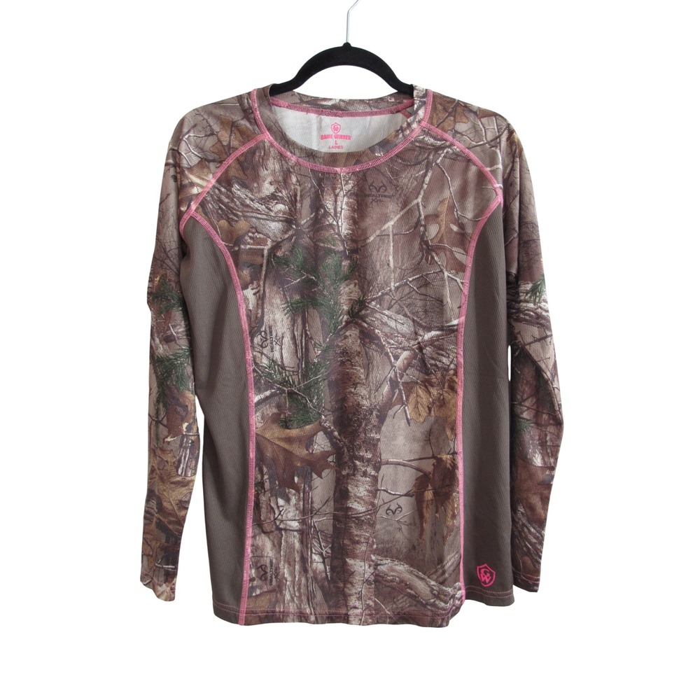 Game Winner Shirt Women's L Realtree Camouflage Camo Long Sleeve T-Shirt